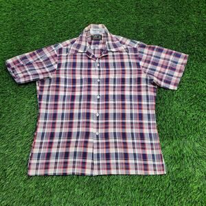 Vintage 80s JC-Penny Plaid Button Shirt Medium 22x27 Baggy